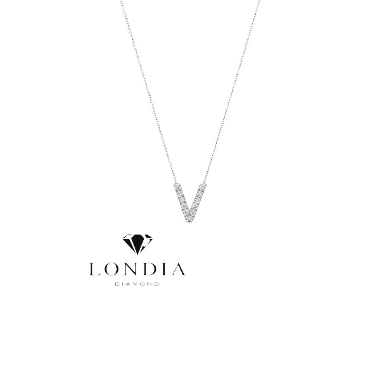 Personalized Mini V Initial 0.05 Carat Natural Diamond Necklace