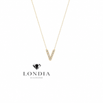 Personalized Mini V Initial 0.05 Carat Natural Diamond Necklace