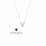 Personalized Mini V Initial 0.05 Carat Natural Diamond Necklace