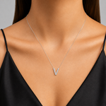 Personalized Mini V Initial 0.05 Carat Natural Diamond Necklace