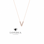 Personalized Mini V Initial 0.05 Carat Natural Diamond Necklace