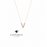 Personalized Mini V Initial 0.05 Carat Natural Diamond Necklace