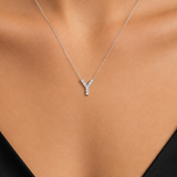 Personalized Mini Y Initial 0.05 Carat Natural Diamond Necklace