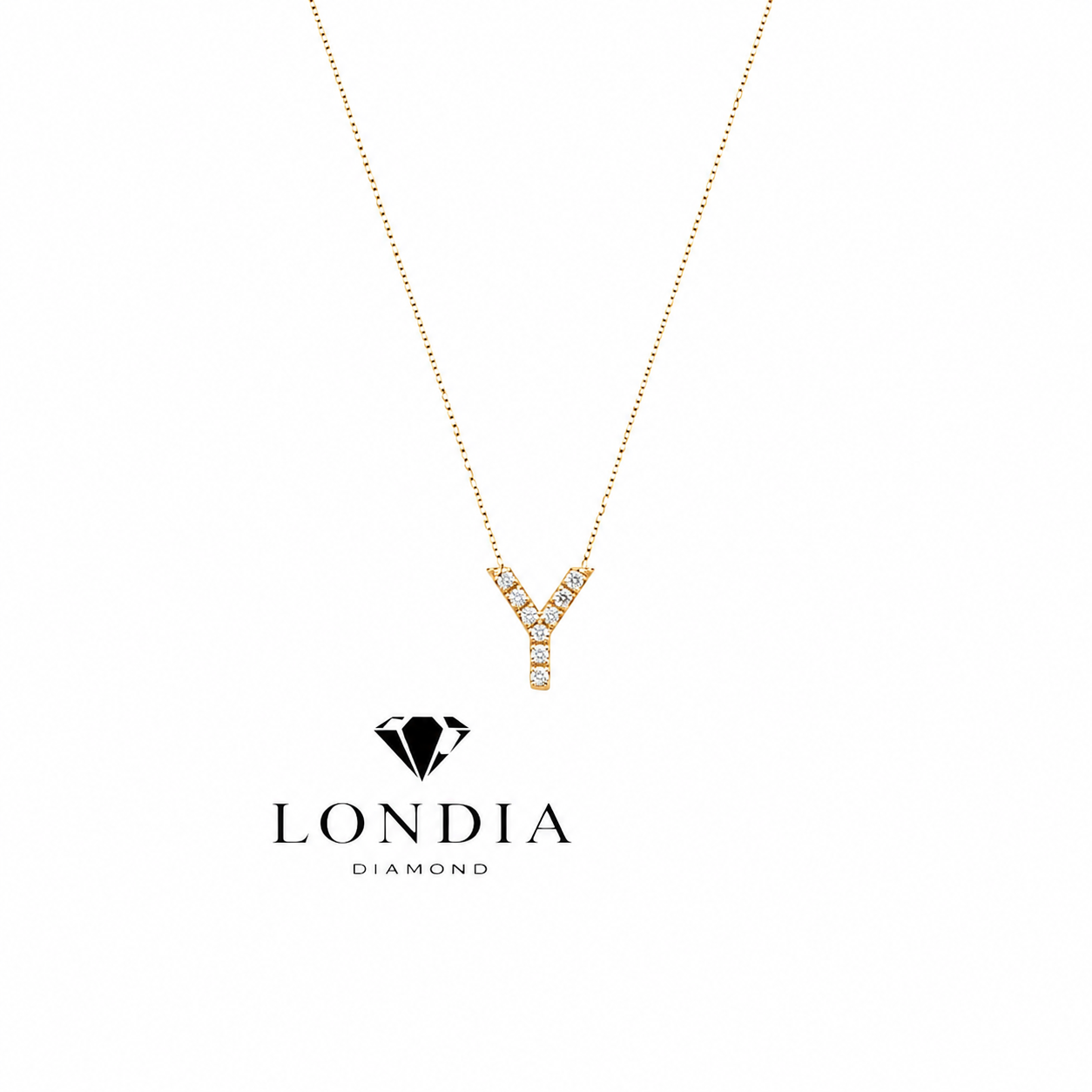 Personalized Mini Y Initial 0.05 Carat Natural Diamond Necklace