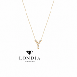 Personalized Mini Y Initial 0.05 Carat Natural Diamond Necklace