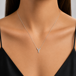 Personalized Mini Y Initial 0.05 Carat Natural Diamond Necklace