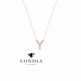 Personalized Mini Y Initial 0.05 Carat Natural Diamond Necklace