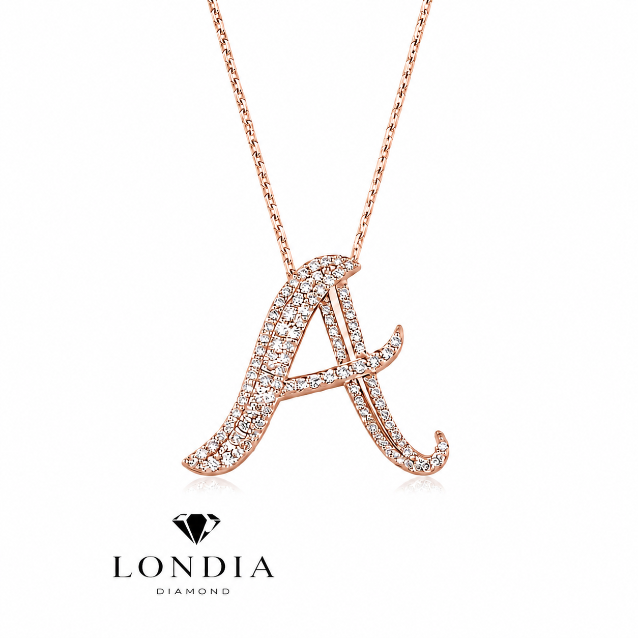 Personalized Royal A Initial 0.60 Carat Natural Diamond Necklace