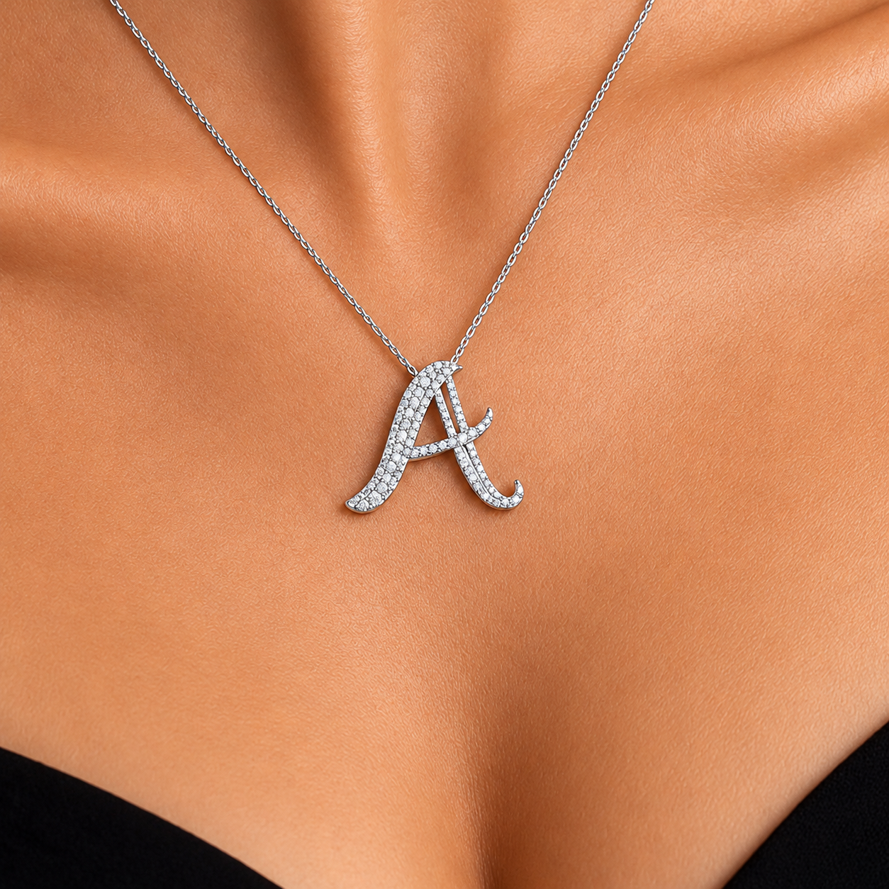 Personalized Royal A Initial 0.60 Carat Natural Diamond Necklace