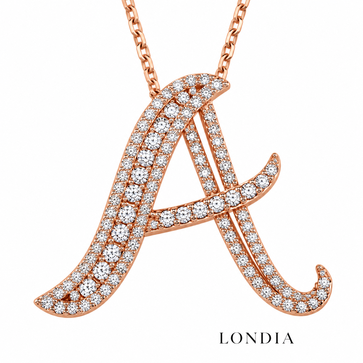 Personalized Royal A Initial 0.60 Carat Natural Diamond Necklace