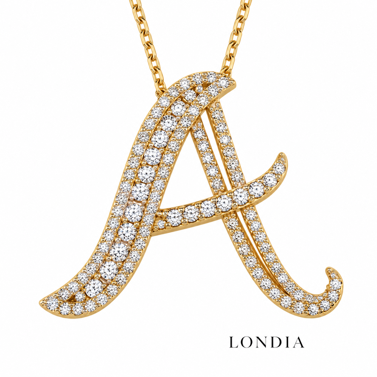Personalized Royal A Initial 0.60 Carat Natural Diamond Necklace