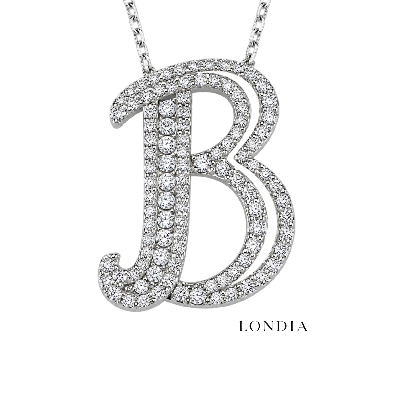 Personalized Royal B Initial 0.60 Carat Natural Diamond Necklace