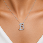 Personalized Royal B Initial 0.60 Carat Natural Diamond Necklace