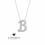 Personalized Royal B Initial 0.60 Carat Natural Diamond Necklace
