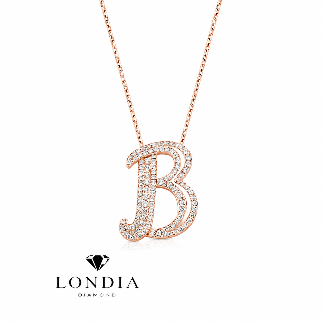 Personalized Royal B Initial 0.60 Carat Natural Diamond Necklace