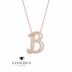 Personalized Royal B Initial 0.60 Carat Natural Diamond Necklace