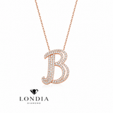 Personalized Royal B Initial 0.60 Carat Natural Diamond Necklace