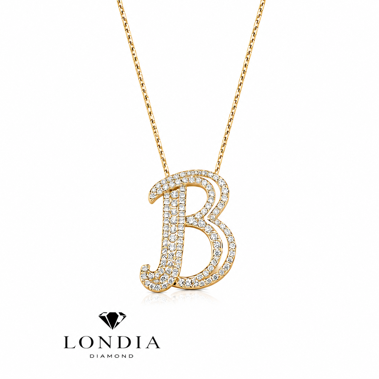 Personalized Royal B Initial 0.60 Carat Natural Diamond Necklace