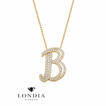 Personalized Royal B Initial 0.60 Carat Natural Diamond Necklace