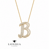 Personalized Royal B Initial 0.60 Carat Natural Diamond Necklace