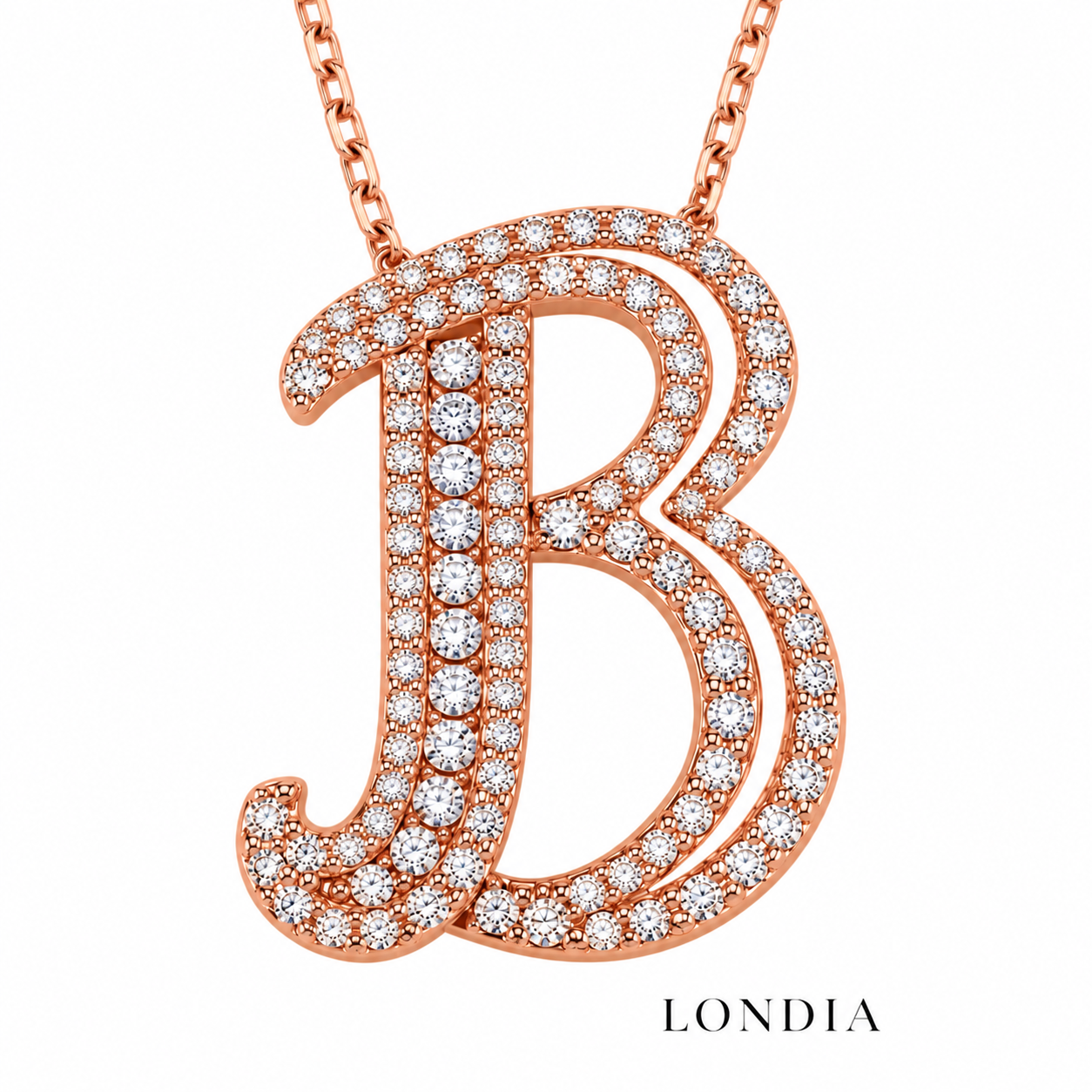 Personalized Royal B Initial 0.60 Carat Natural Diamond Necklace