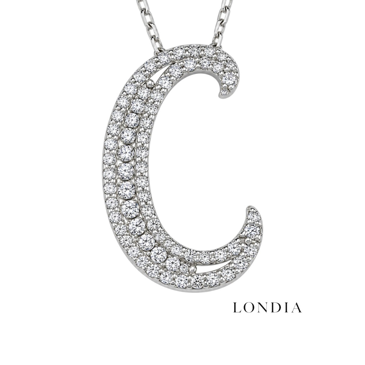Personalized Royal C Initial 0.45 Carat Natural Diamond Necklace