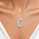 Personalized Royal C Initial 0.45 Carat Natural Diamond Necklace