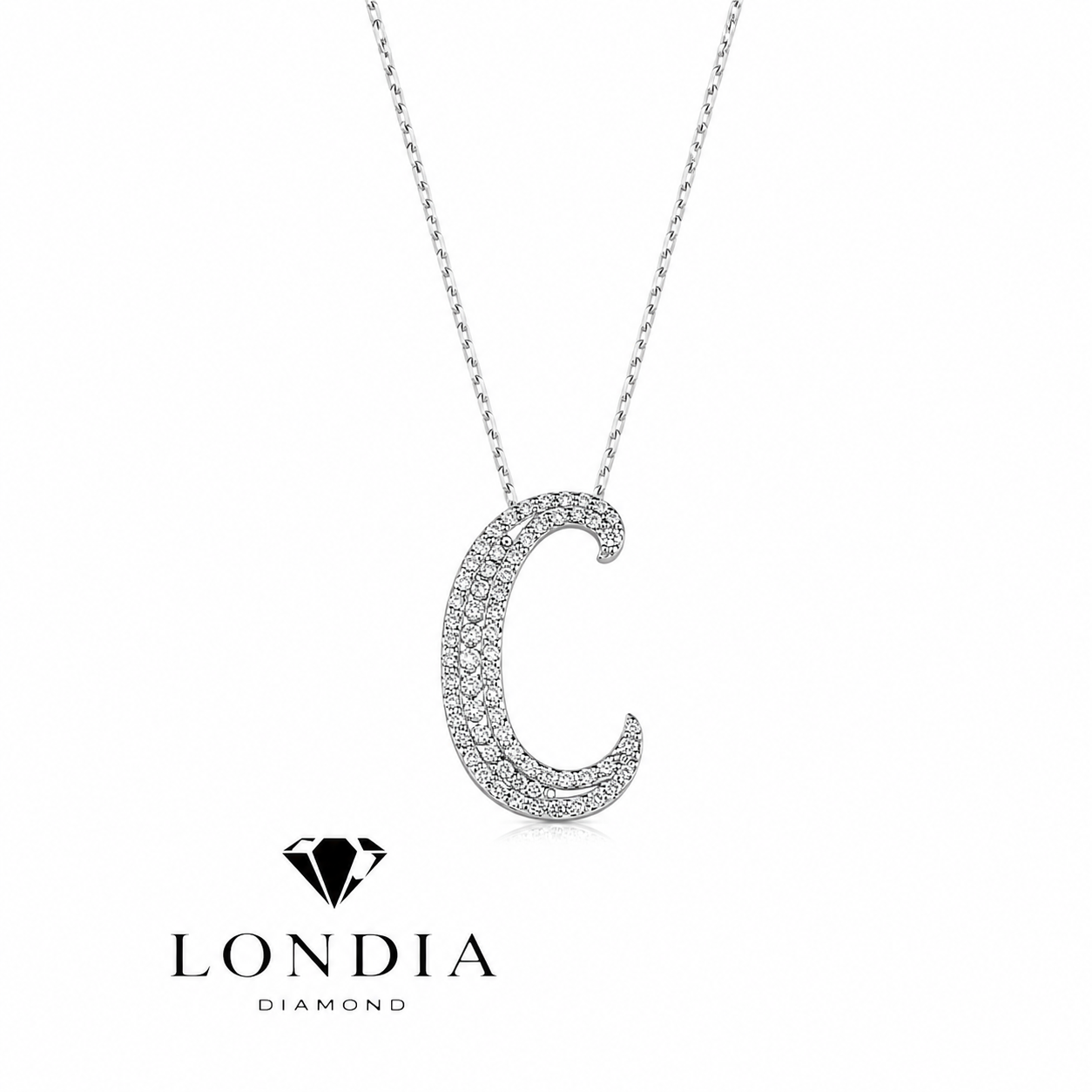 Personalized Royal C Initial 0.45 Carat Natural Diamond Necklace