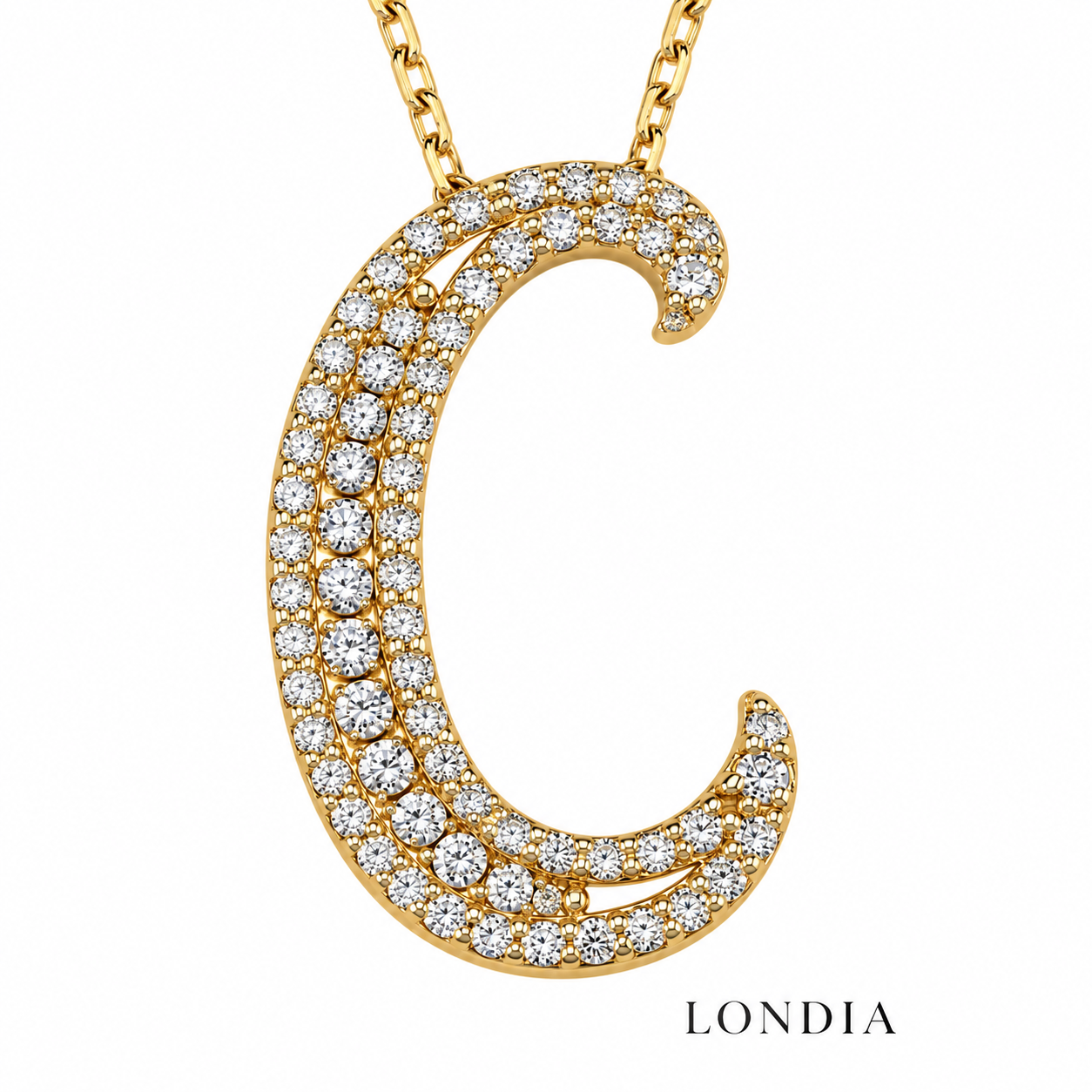 Personalized Royal C Initial 0.45 Carat Natural Diamond Necklace
