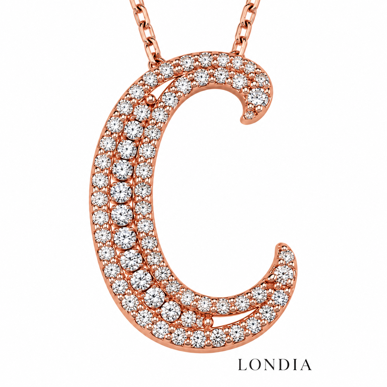 Personalized Royal C Initial 0.45 Carat Natural Diamond Necklace