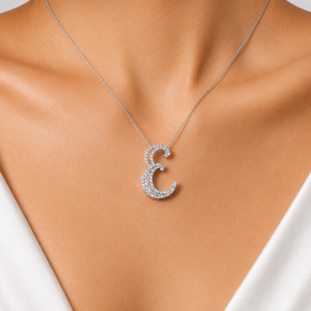 Personalized Royal E Initial 0.35 Carat Natural Diamond Necklace