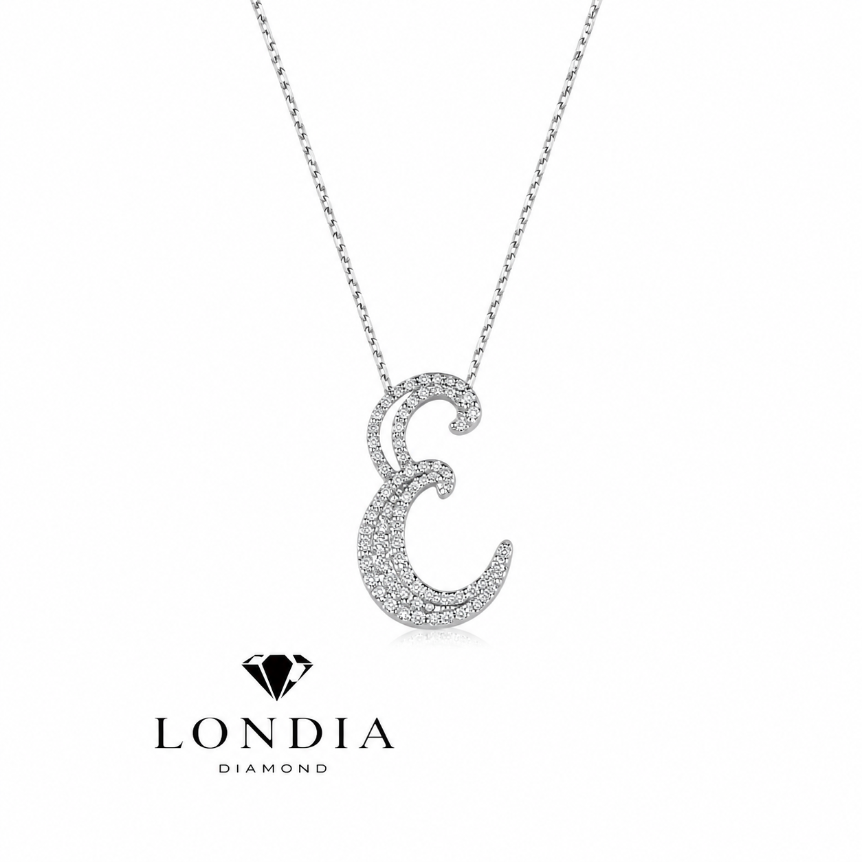 Personalized Royal E Initial 0.35 Carat Natural Diamond Necklace