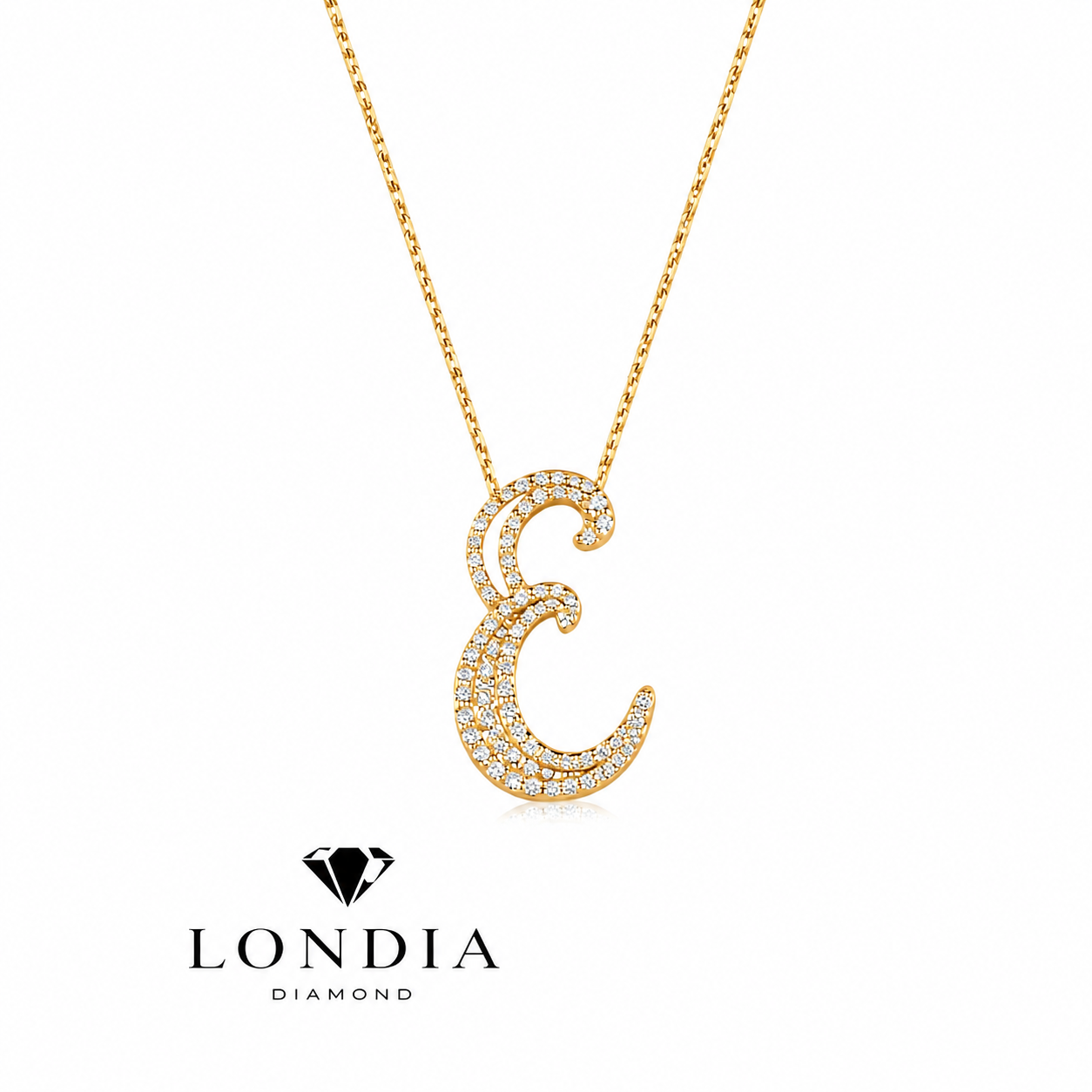 Personalized Royal E Initial 0.35 Carat Natural Diamond Necklace