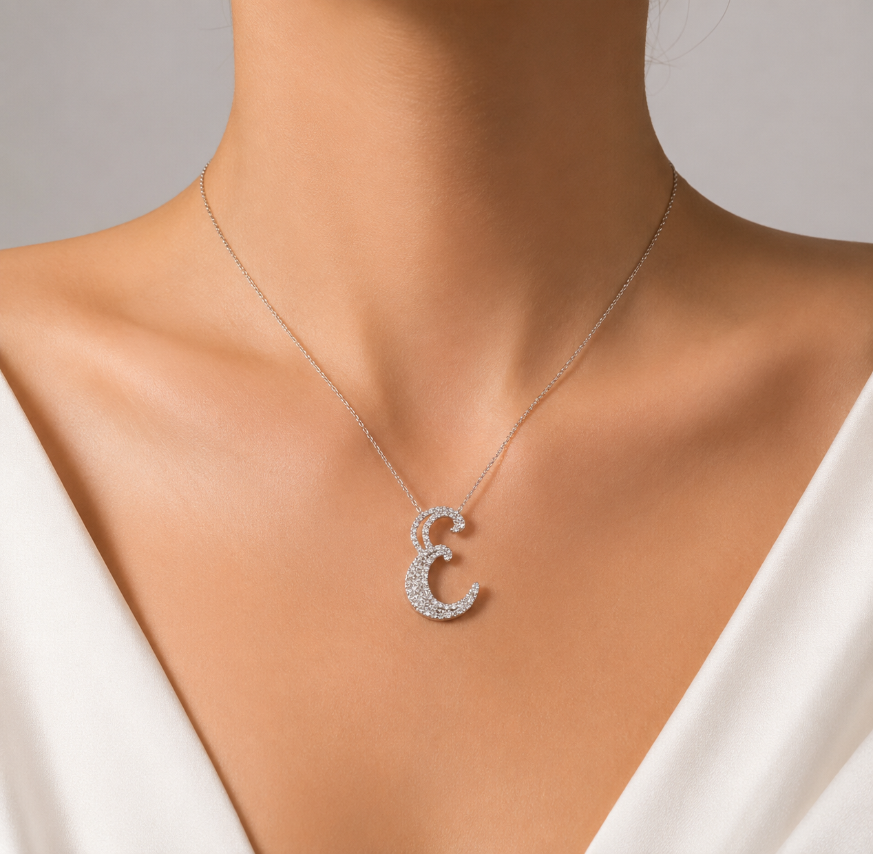 Personalized Royal E Initial 0.35 Carat Natural Diamond Necklace