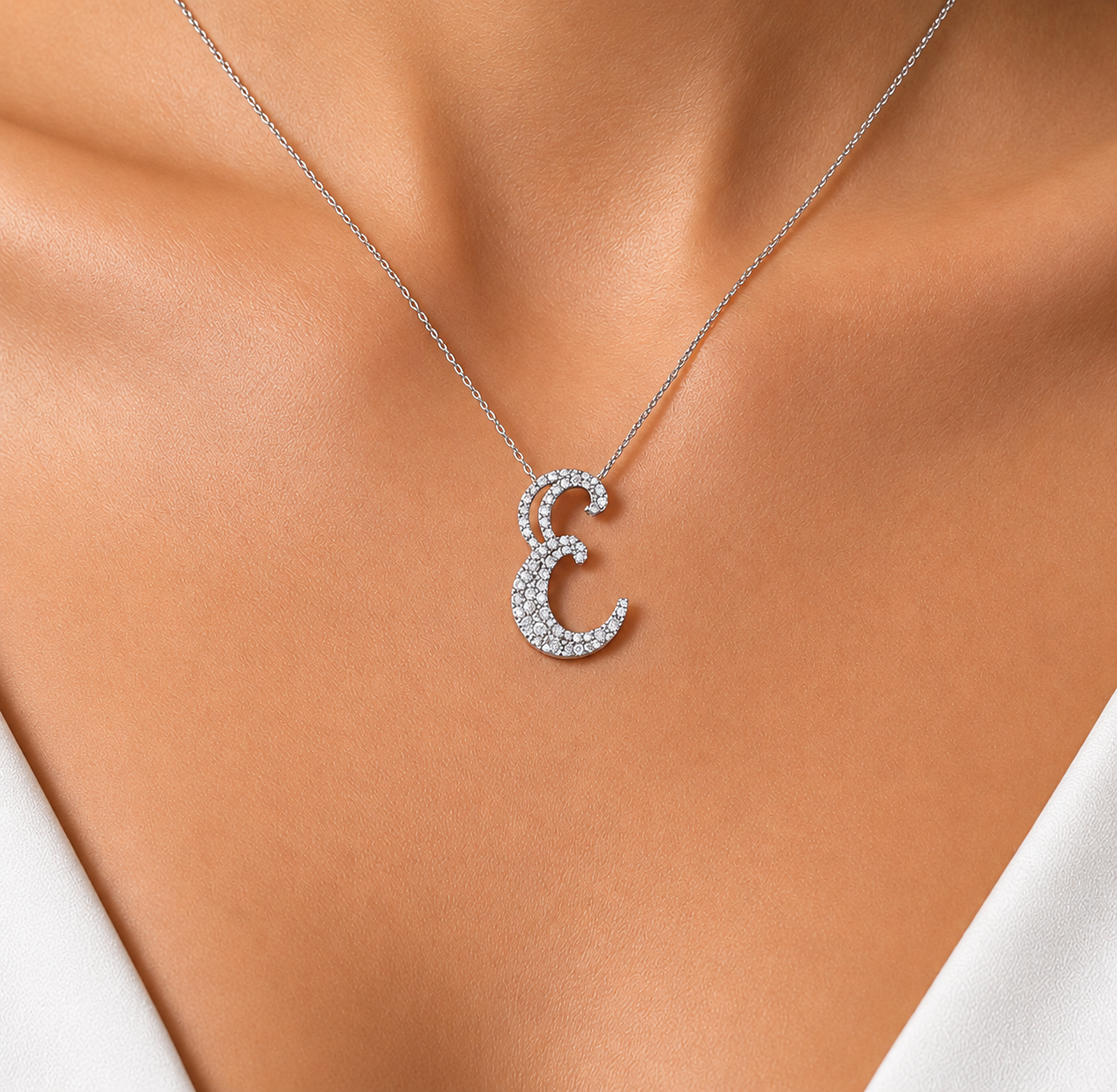 Personalized Royal E Initial 0.35 Carat Natural Diamond Necklace