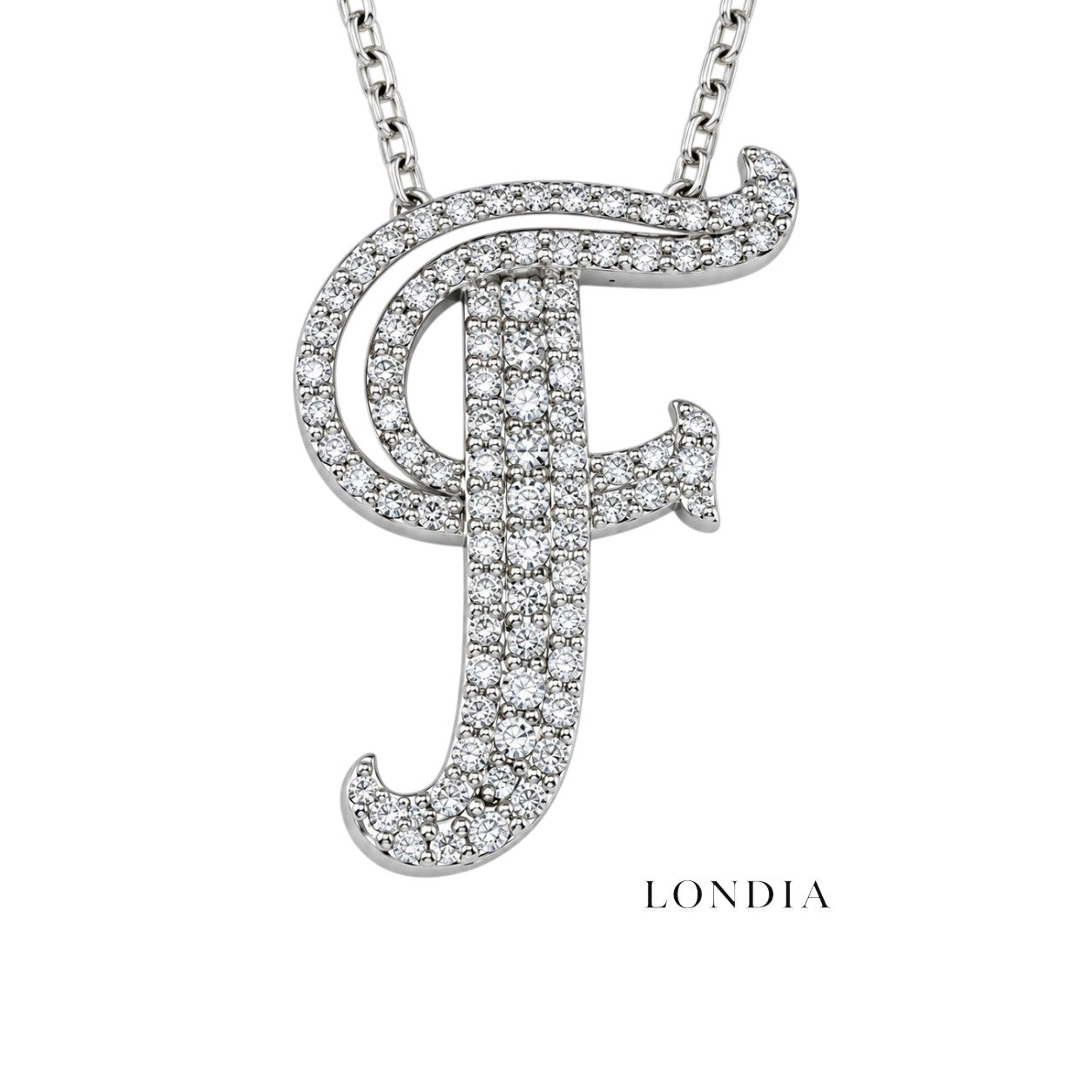 Personalized Royal F Initial 0.50 Carat Natural Diamond Necklace