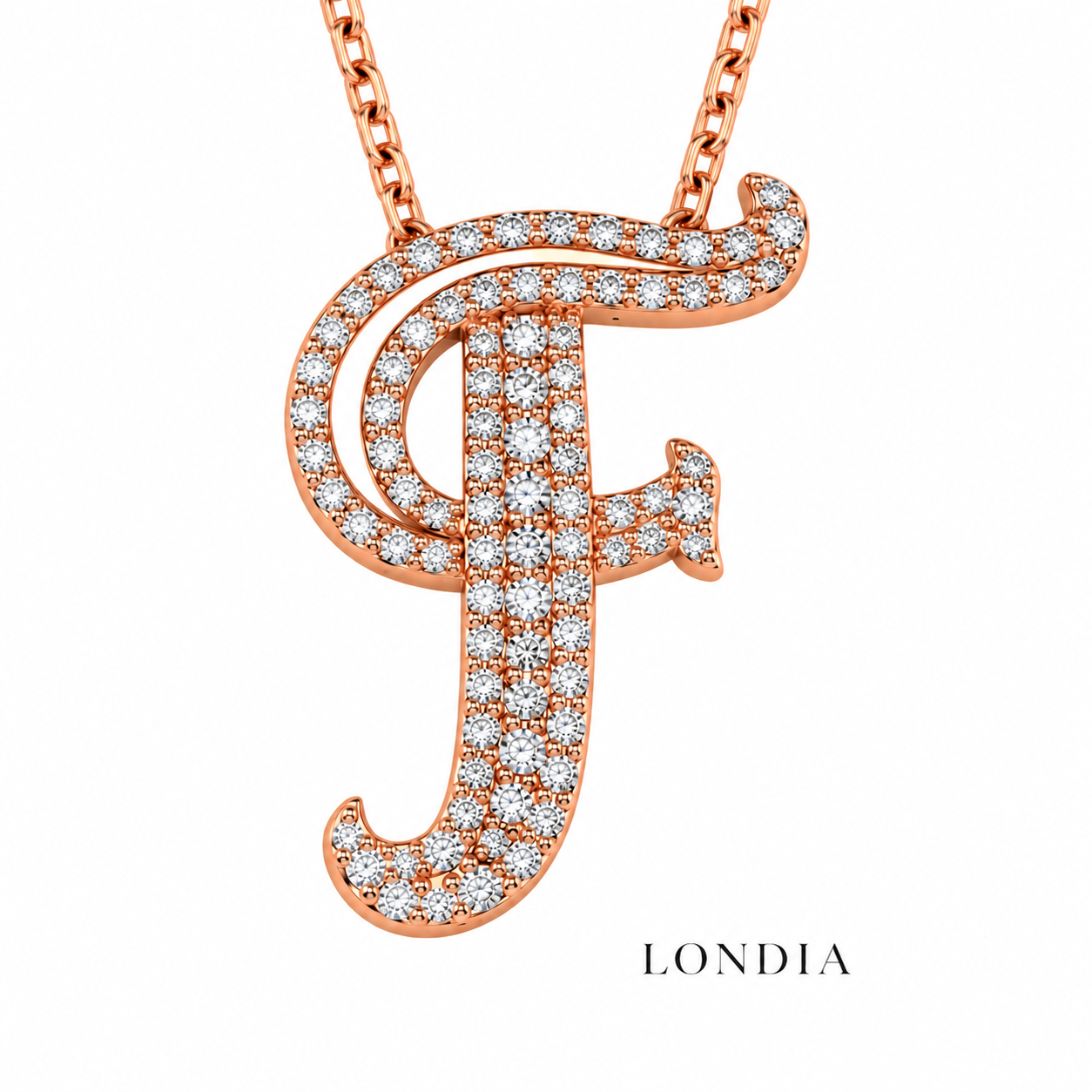 Personalized Royal F Initial 0.50 Carat Natural Diamond Necklace