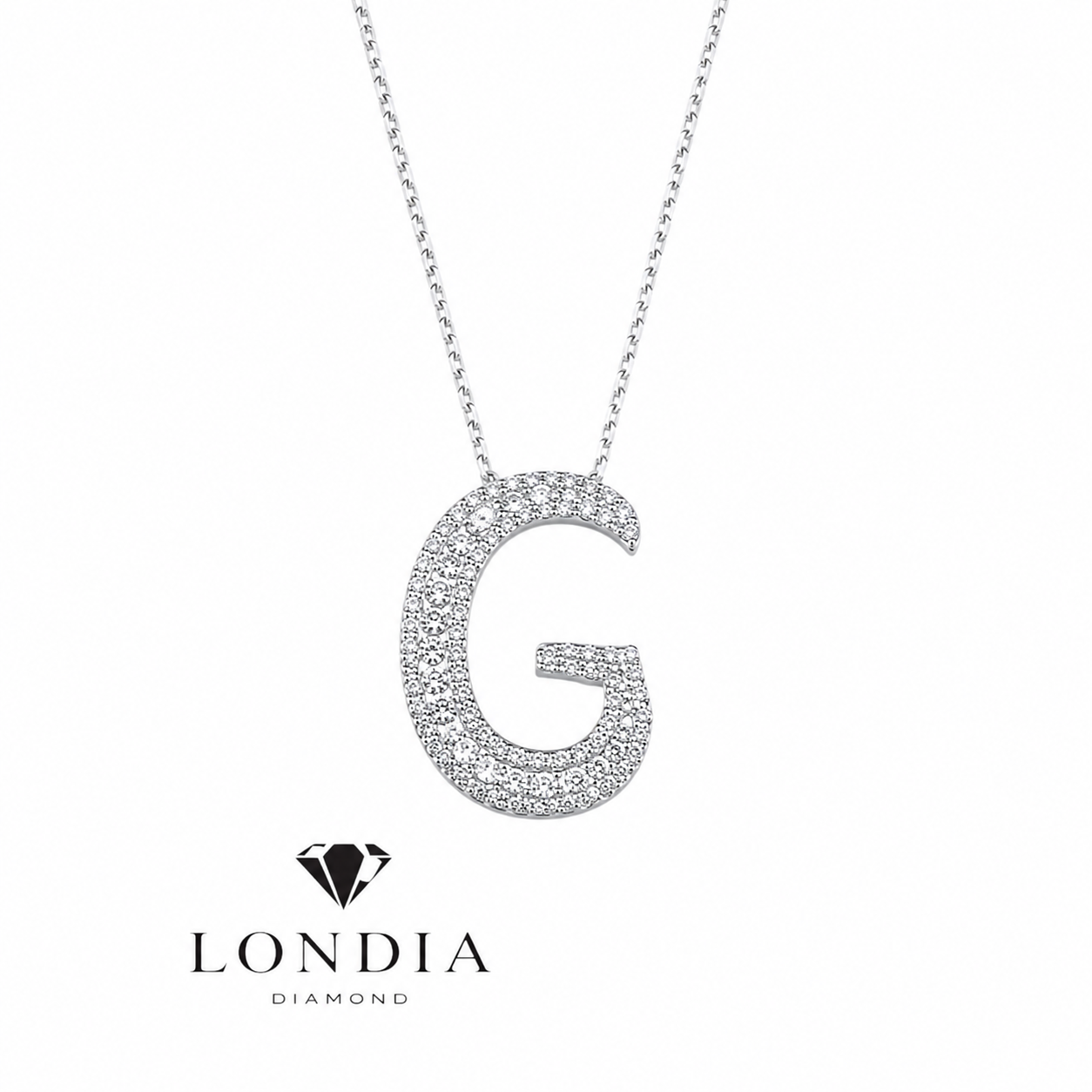 Personalized Royal G Initial 0.55 Carat Natural Diamond Necklace