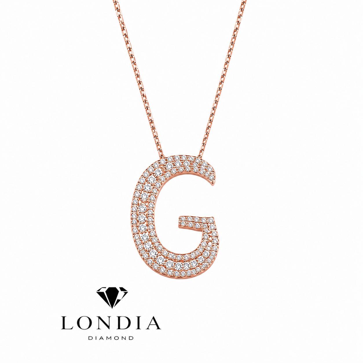 Personalized Royal G Initial 0.55 Carat Natural Diamond Necklace