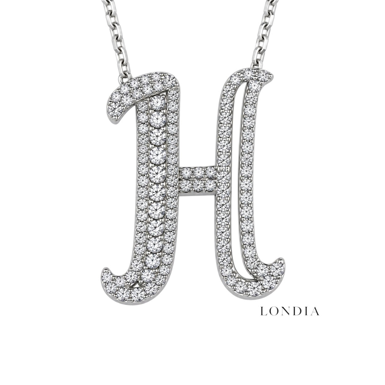 Personalized Royal H Initial 0.65 Carat Natural Diamond Necklace