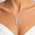 Personalized Royal H Initial 0.65 Carat Natural Diamond Necklace