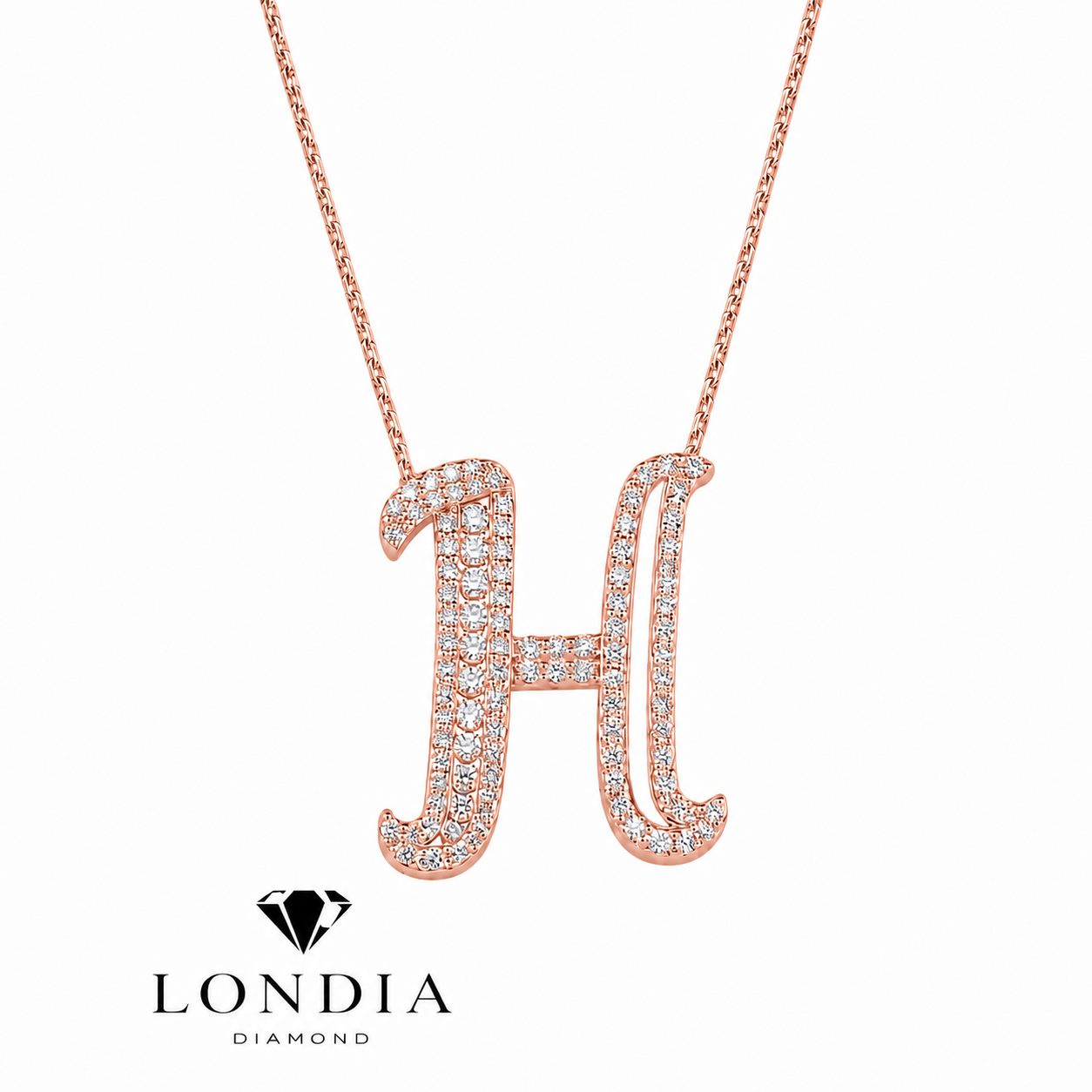Personalized Royal H Initial 0.65 Carat Natural Diamond Necklace