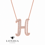 Personalized Royal H Initial 0.65 Carat Natural Diamond Necklace