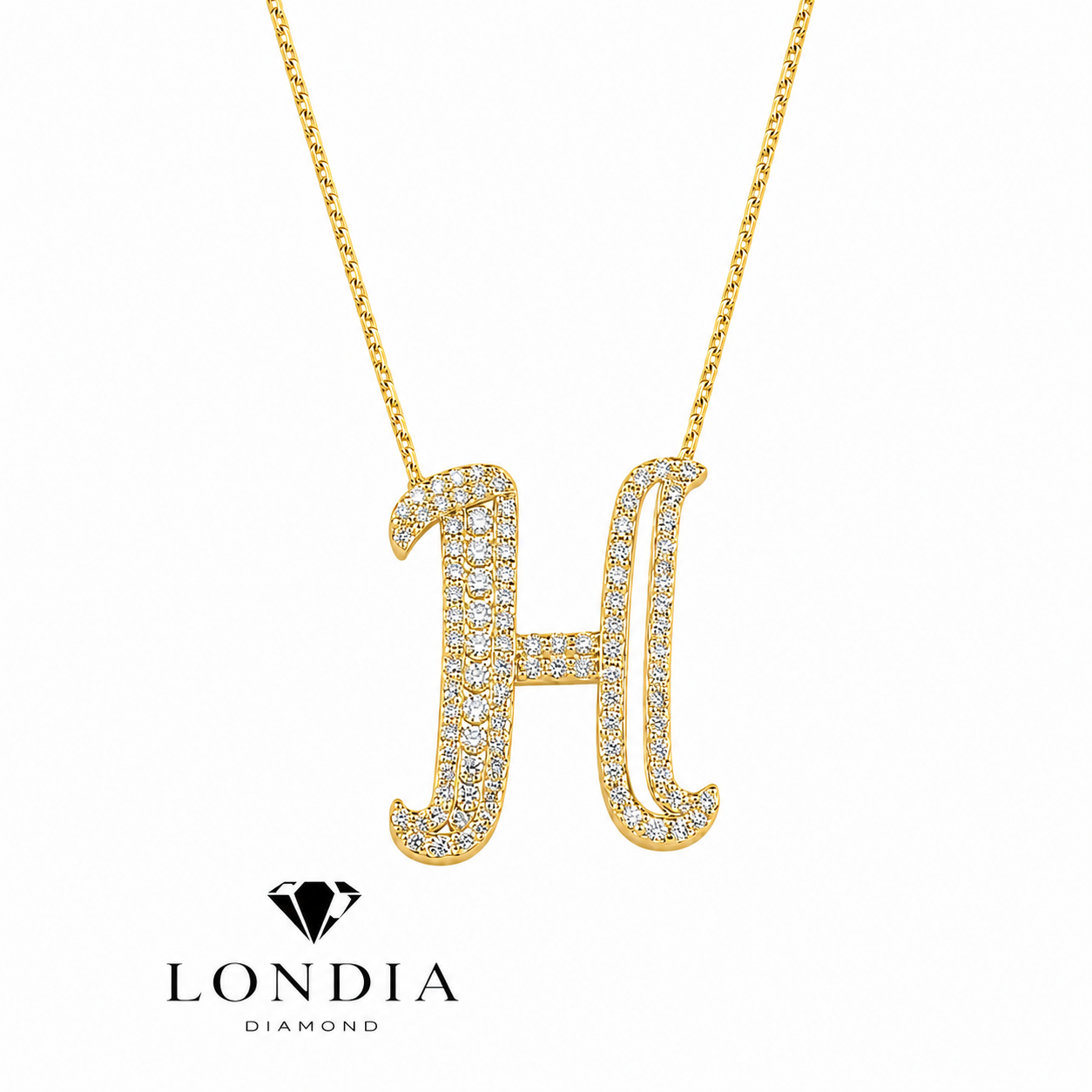 Personalized Royal H Initial 0.65 Carat Natural Diamond Necklace