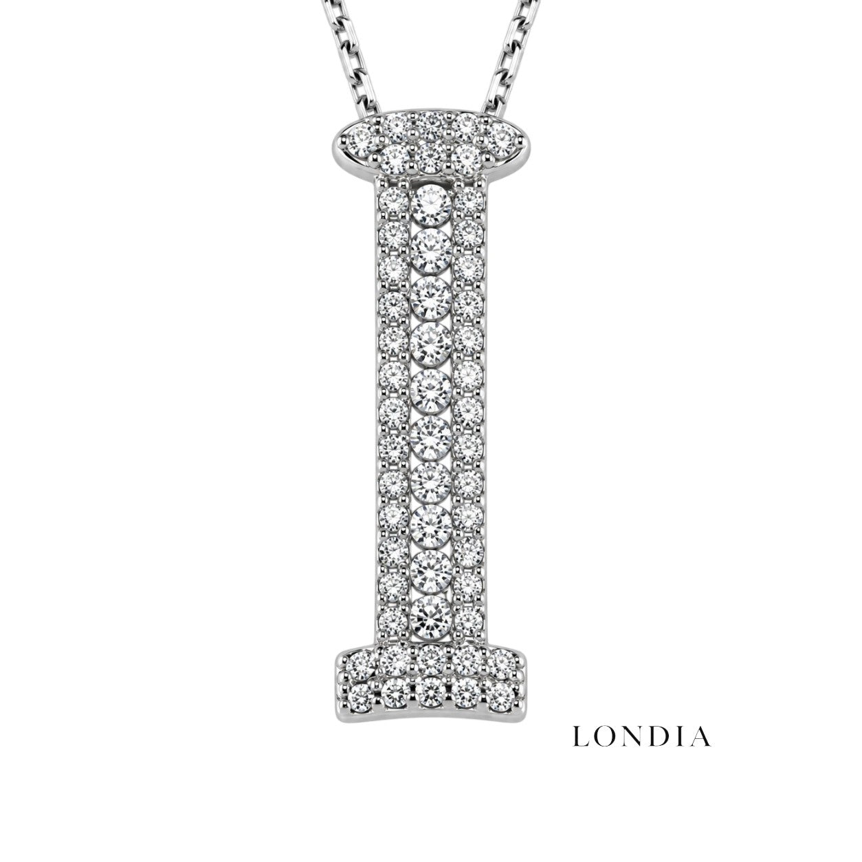 Personalized Royal I Initial 0.35 Carat Natural Diamond Necklace