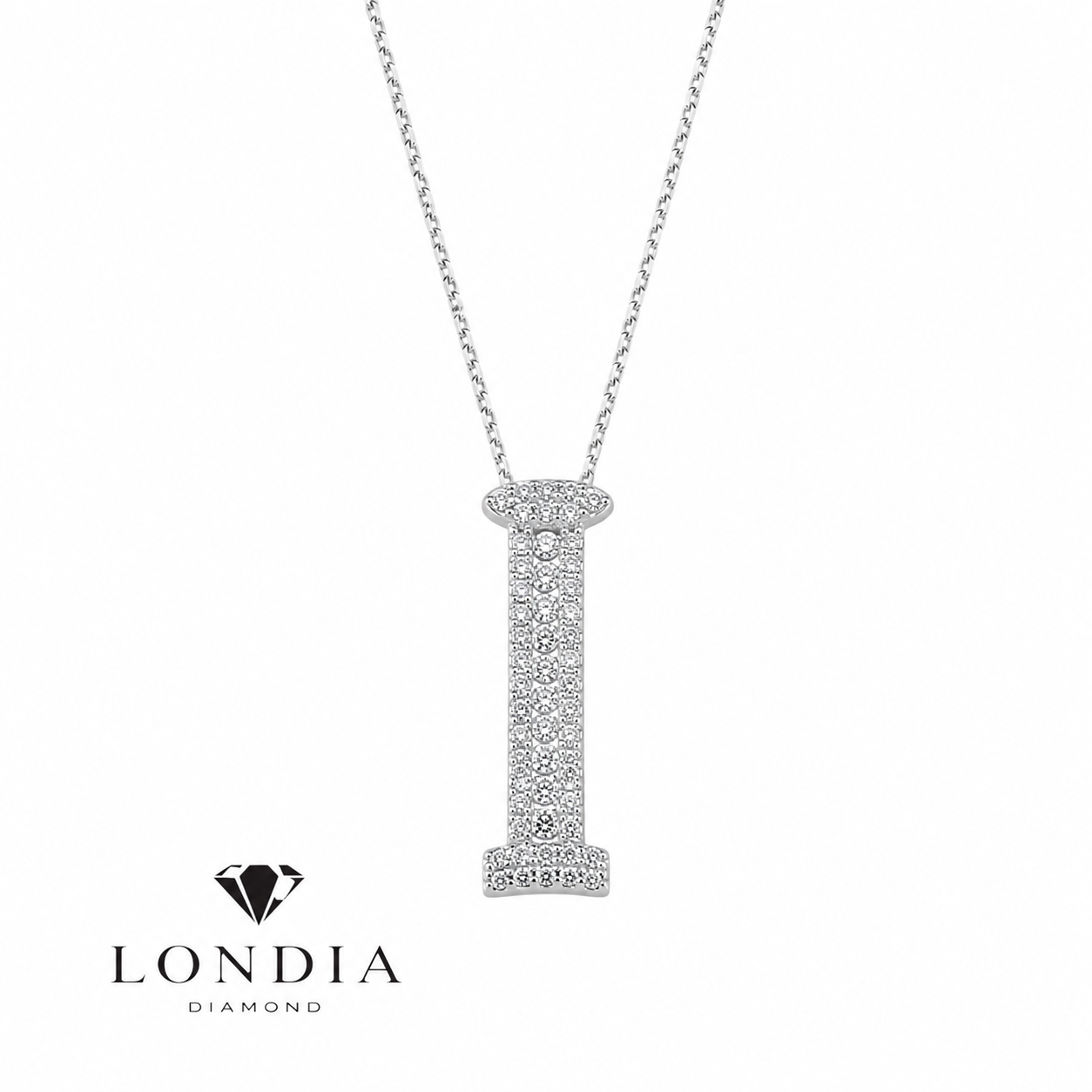 Personalized Royal I Initial 0.35 Carat Natural Diamond Necklace