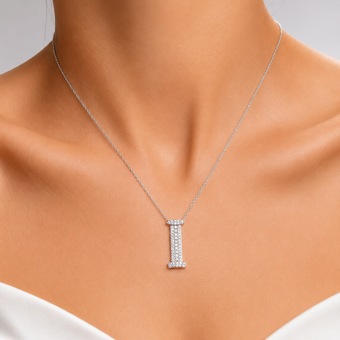 Personalized Royal I Initial 0.35 Carat Natural Diamond Necklace