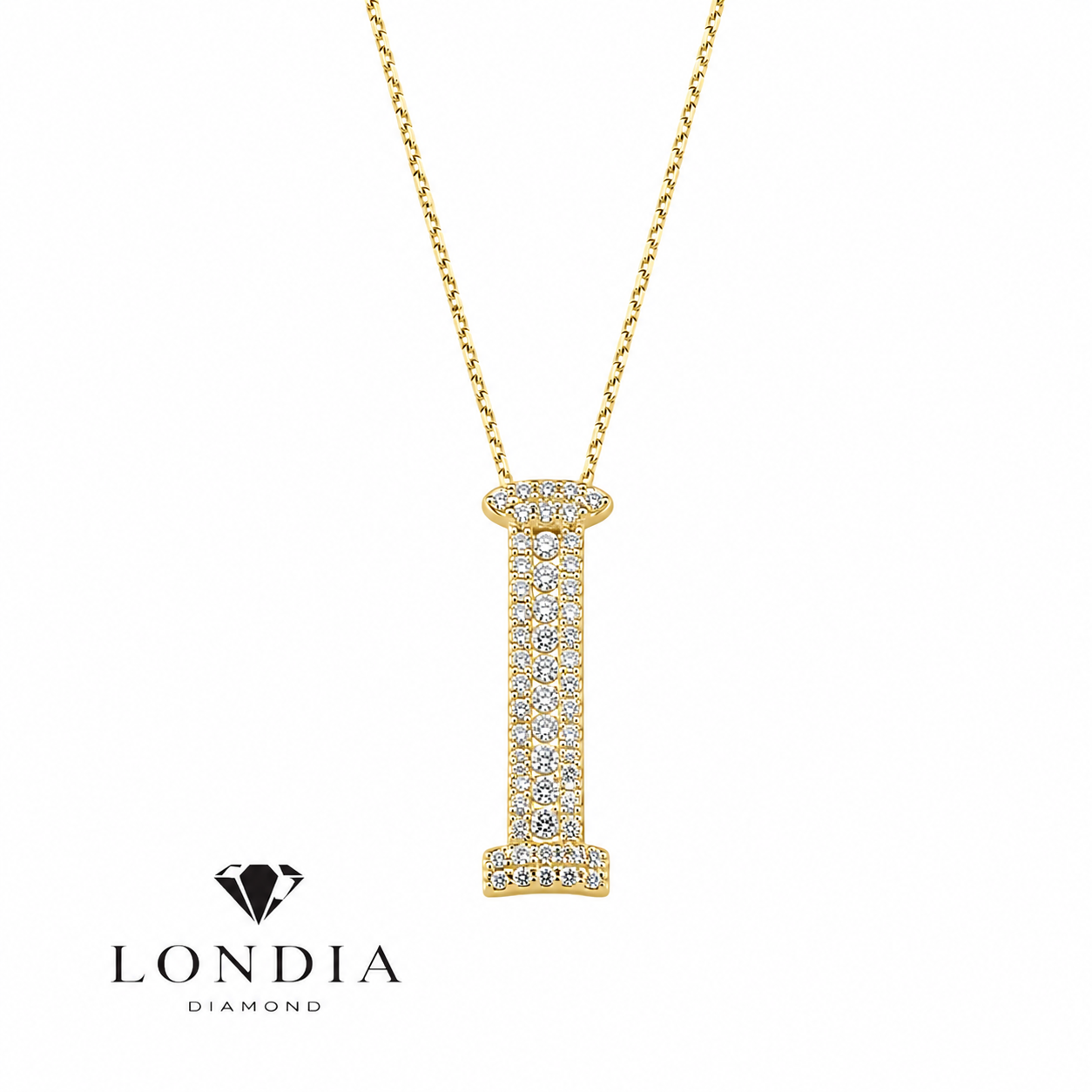 Personalized Royal I Initial 0.35 Carat Natural Diamond Necklace