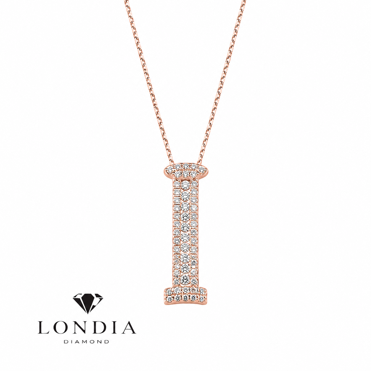 Personalized Royal I Initial 0.35 Carat Natural Diamond Necklace