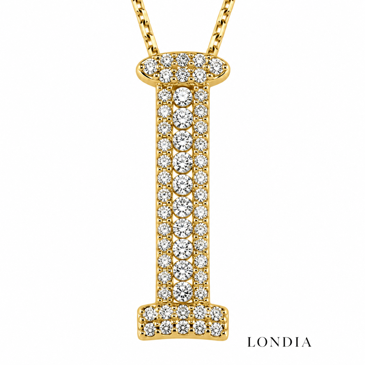 Personalized Royal I Initial 0.35 Carat Natural Diamond Necklace